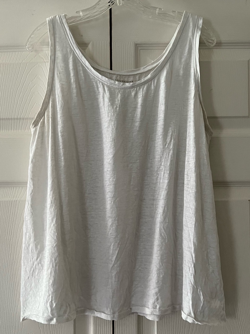 EUC—Eileen Fisher Classic White %100 Organic Linen Scoop Neck Tank Top